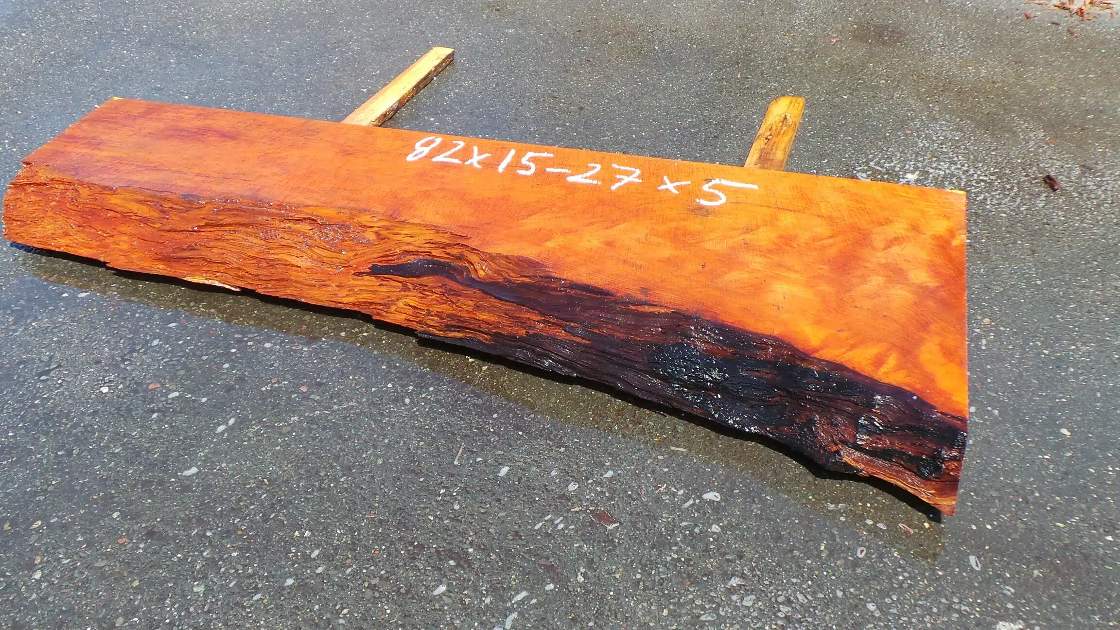 Colored Live Edge Mantel Shelf - Streaked Redwood