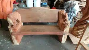 Carved Redwood Bench