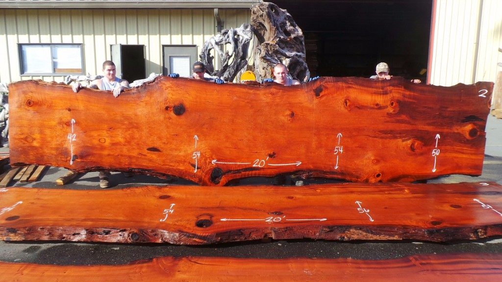 Old Growth Live Edge Slab of Redwood for Conference Table DT-317 ~ 20' x 42-54″ x 3″ ~ $$$$
