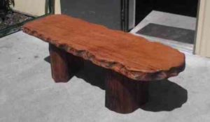 Shaped Finished Redwood Bench