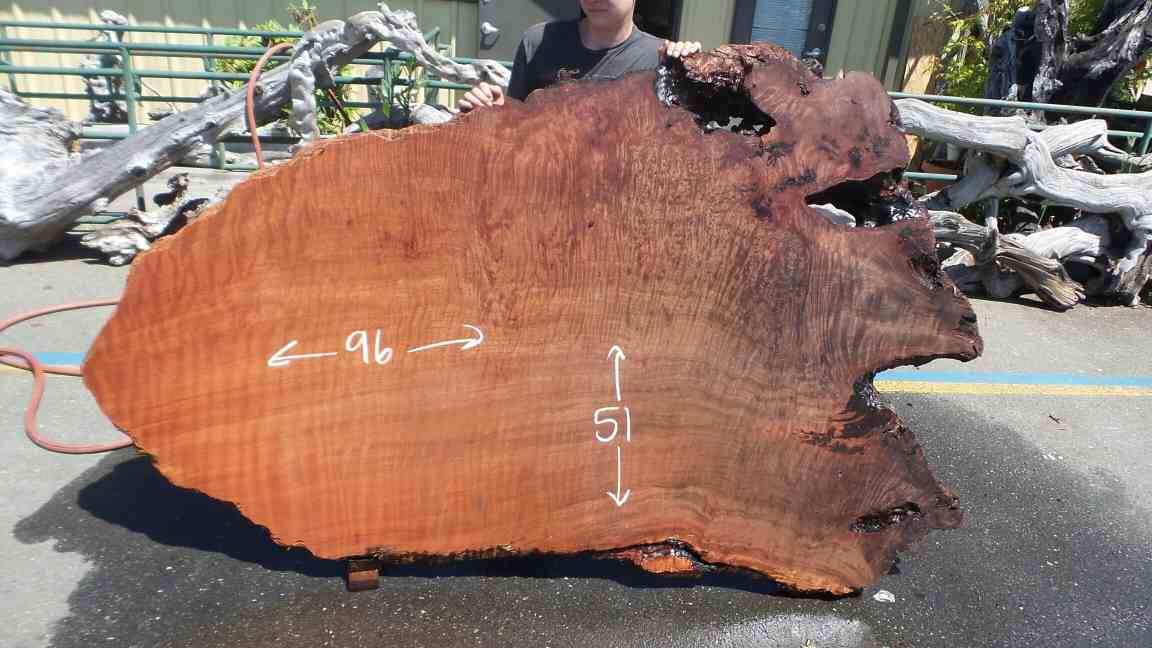 Live Edge Farm Table - Color Contrast Redwood Burl Slab