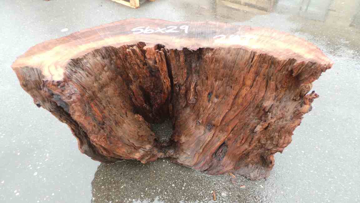 Single Stump Glass Table Rustic Unfinished Wood Decor