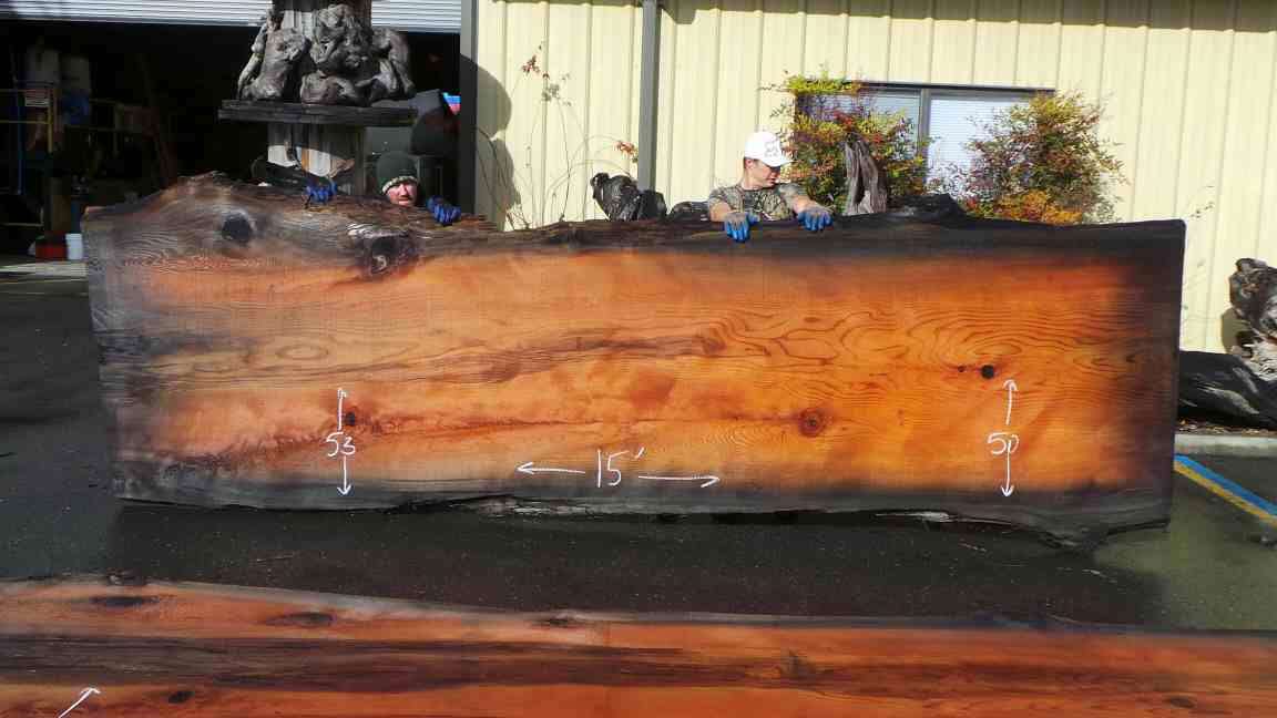 Redwood Mineral Stained Wood Table - Darkened Log for Tabletop