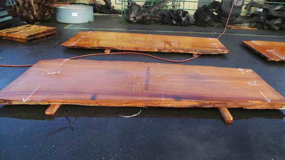 Wide old growth redwood slab for wooden table project or banquet table