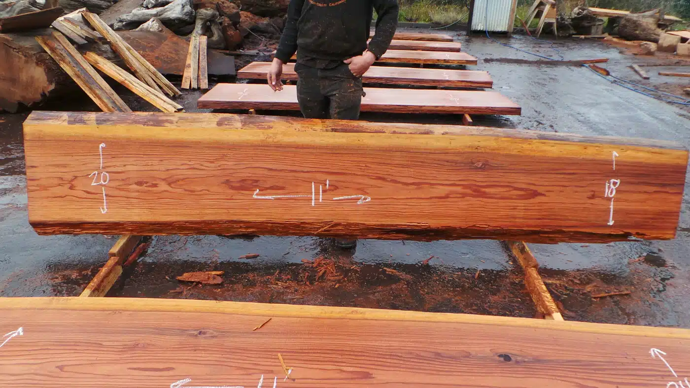 Two Tone Wood Counter - Redwood Slab for Custom Rustic Counter Top