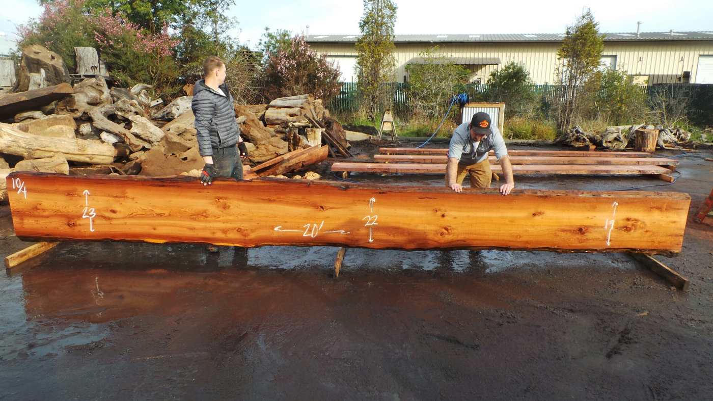 long narrow wood rail redwood slab