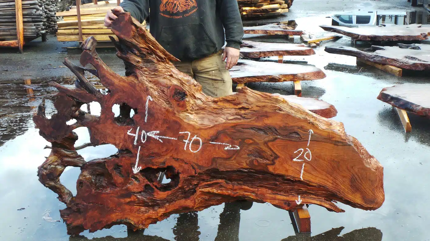 slim curly redwood slab