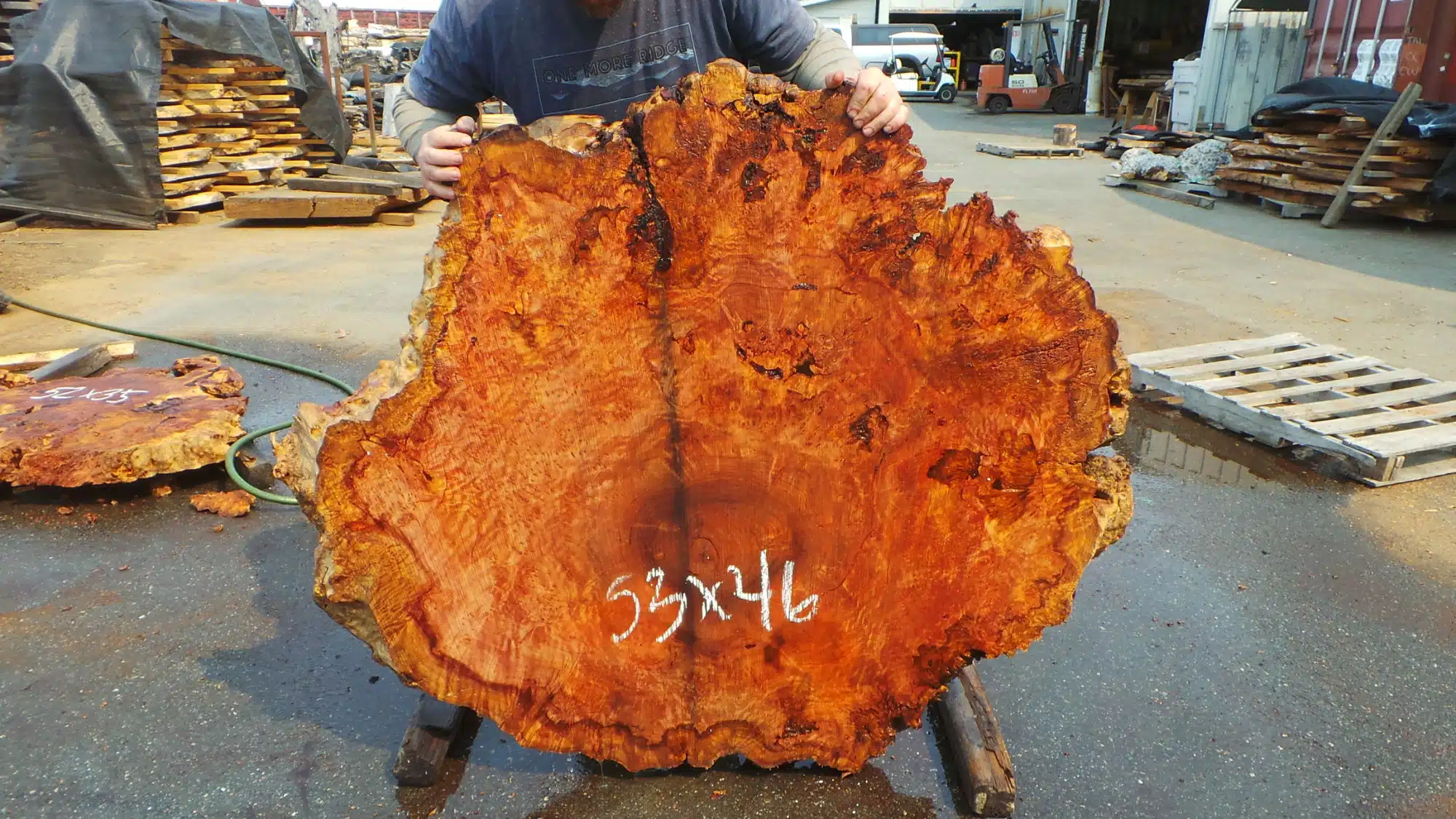 wavy grain redwood slab
