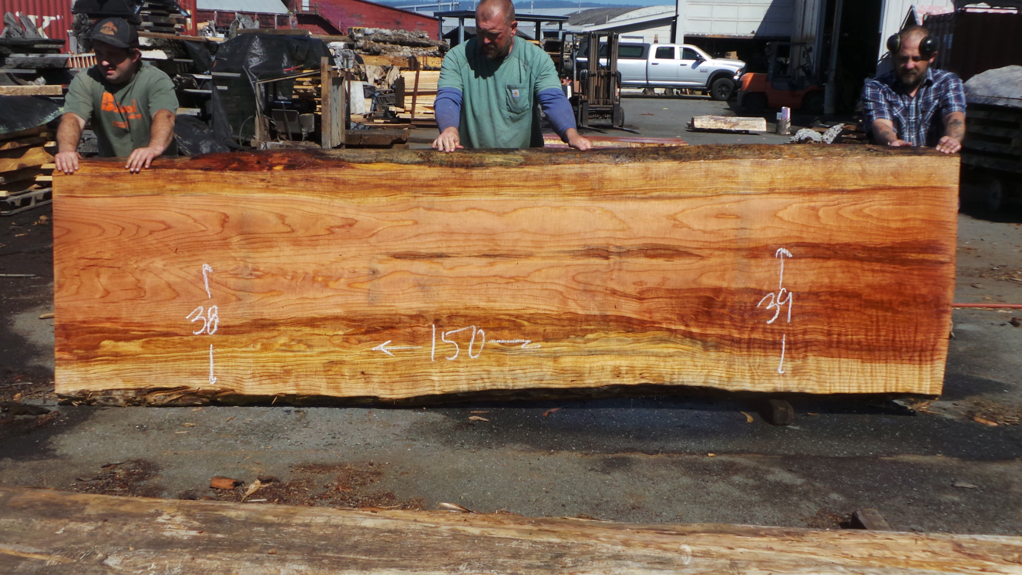 Rustic redwood slab for wooden bathroom counter or wooden kitchen counter