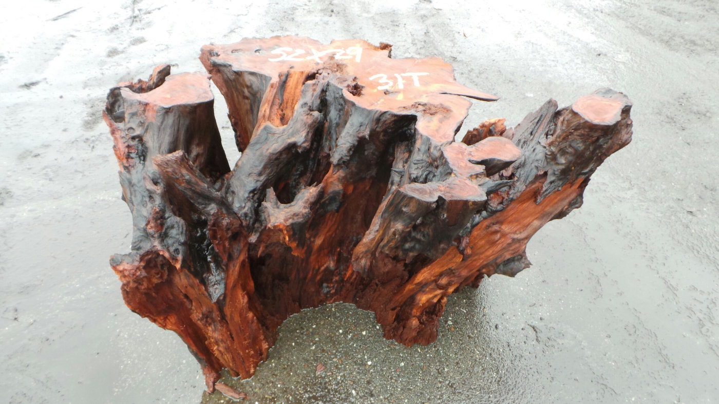 Glass Dining Table Base - Rustic Redwood Roots