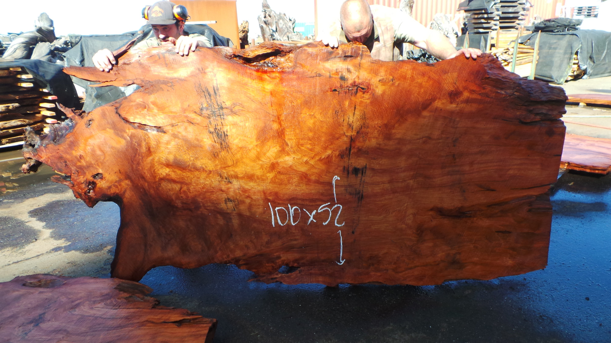 Rough Edge Dining Table Slab - Curly Grain Redwood