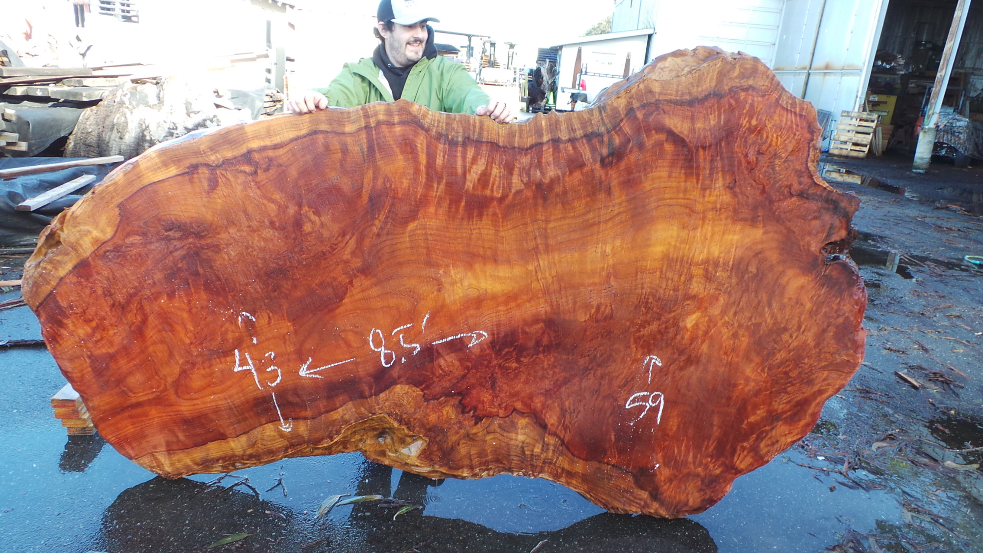 New Growth Redwood Slab for Rustic Dining Table or Conference Table