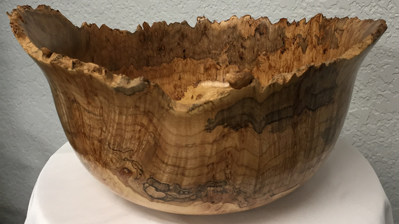 Live Edge Maple Wood Bowl - Hand Carved Handmade