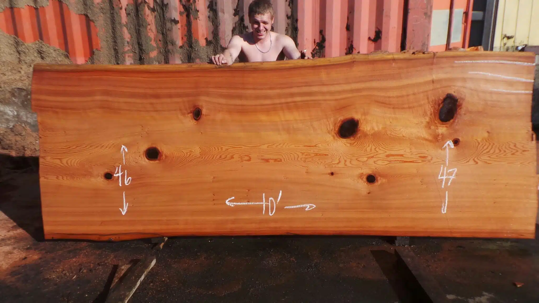knotted redwood table