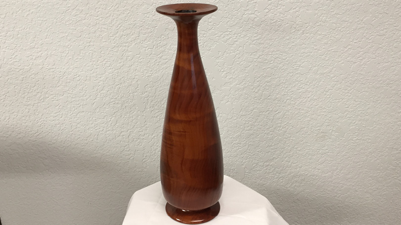 Tall Wood Flower Vase - Tapered Width Lipped Vase