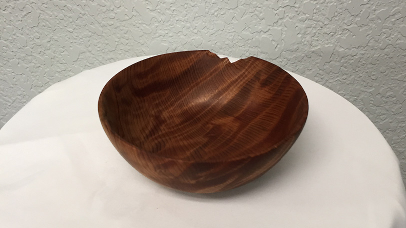 Hand Carved Wood Bowl - Redwood Burly Pattern