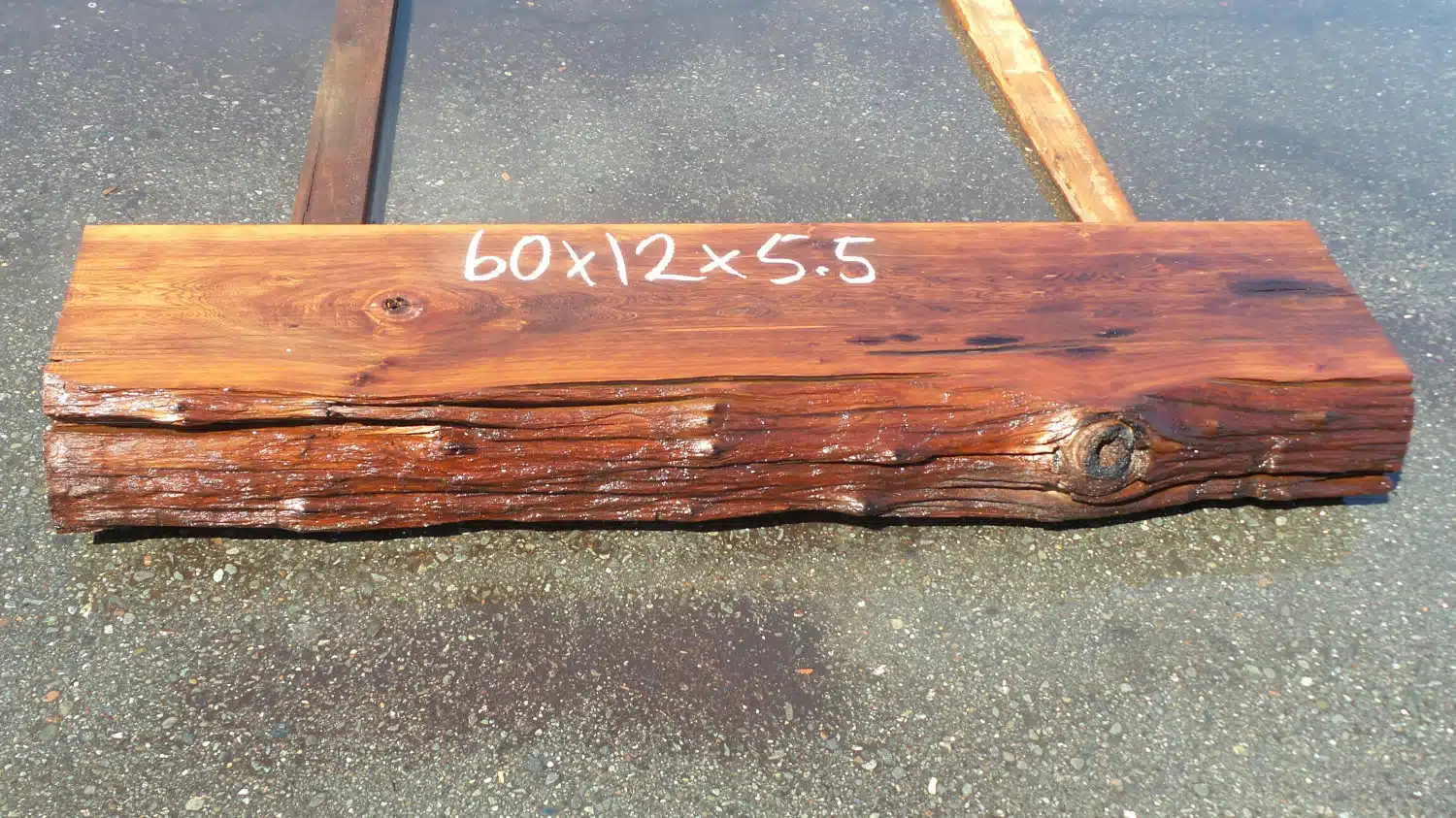 Redwood Striped Wood Mantel with Knotted Details