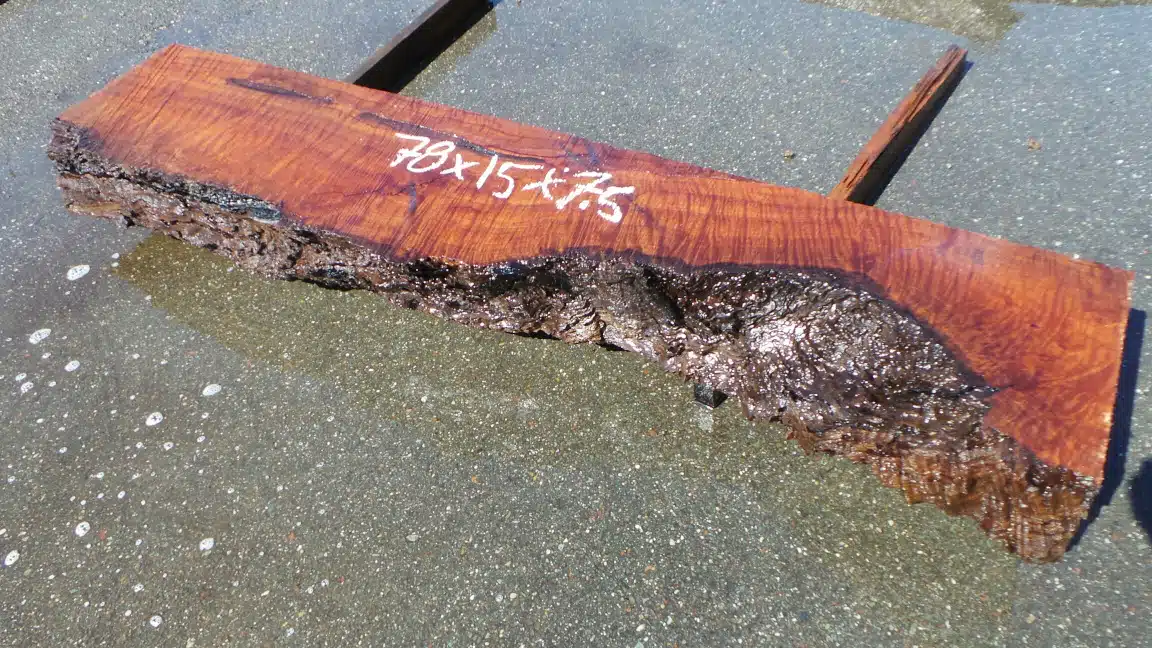 Live edge redwood mantel