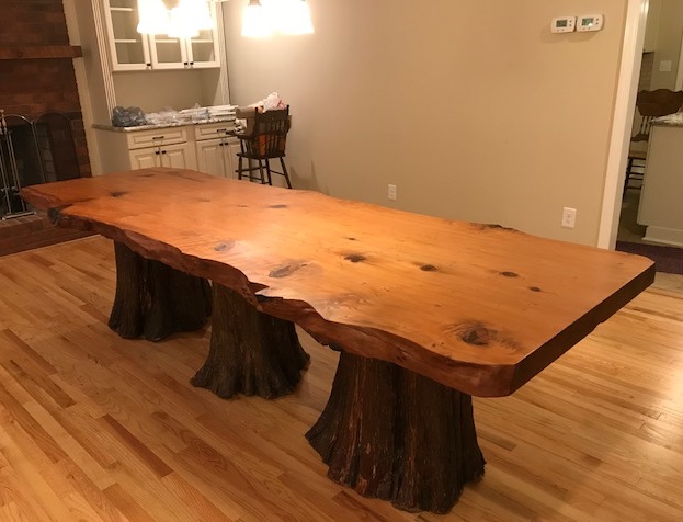 Real Tree Wood Pedestal Base for Dining Table