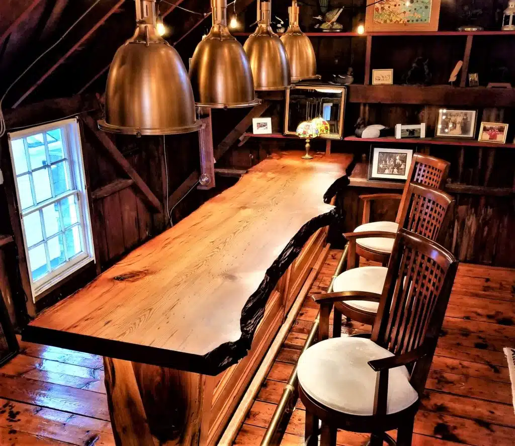 Live edge burl wood bartop - old growth redwood