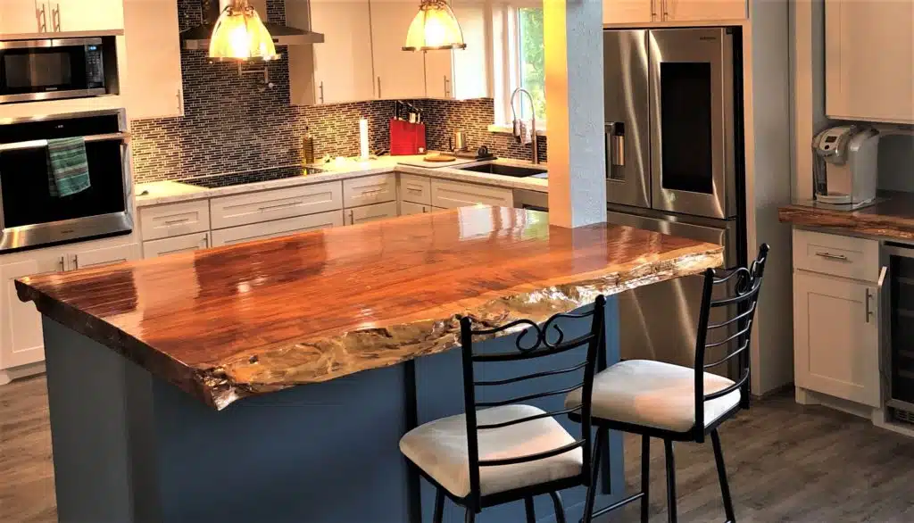 Burl wood furniture - Live edge redwood countertop