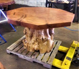 Burl wood furniture - redwood poker table