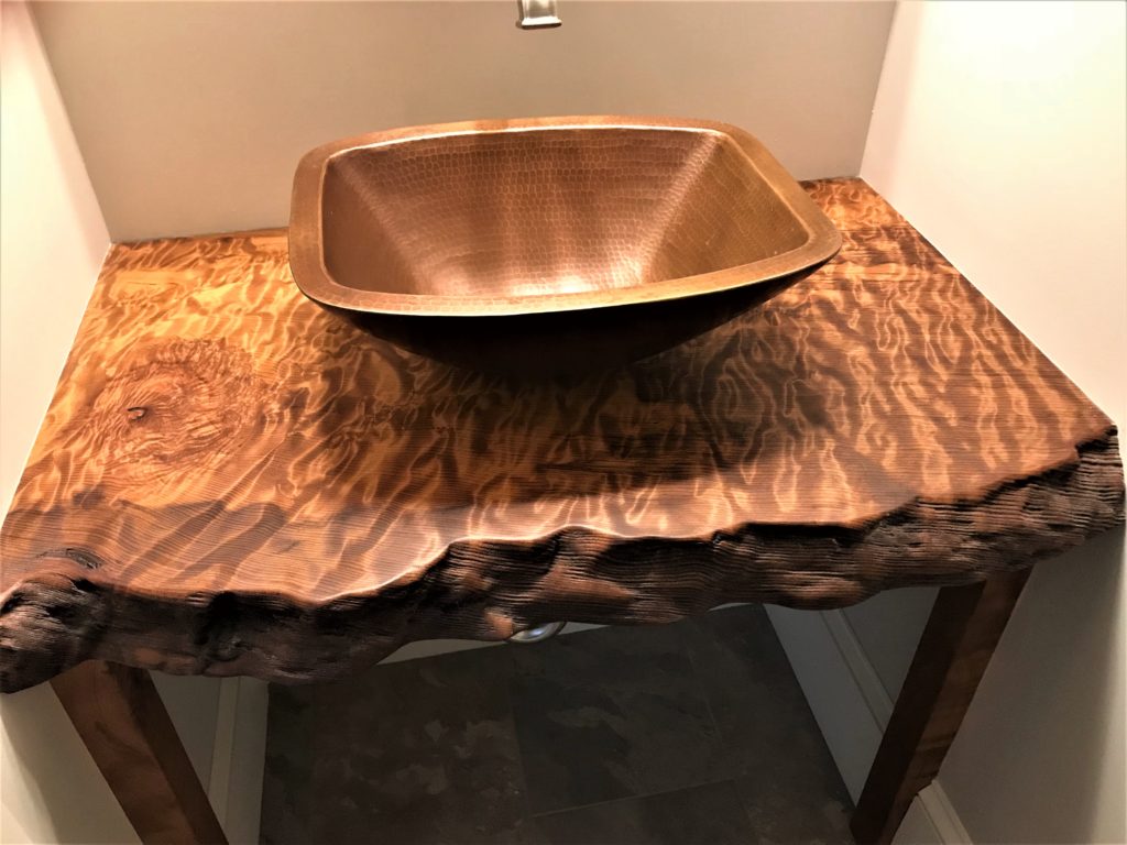 Burl wood furniture - redwood vanity