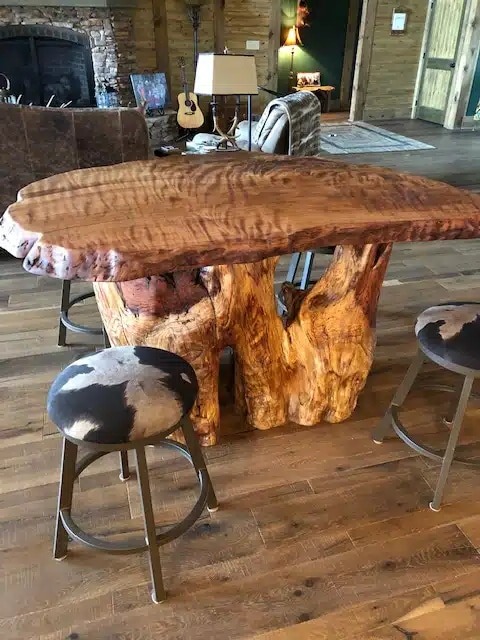 Kitchen Table - burlwood base with slab top