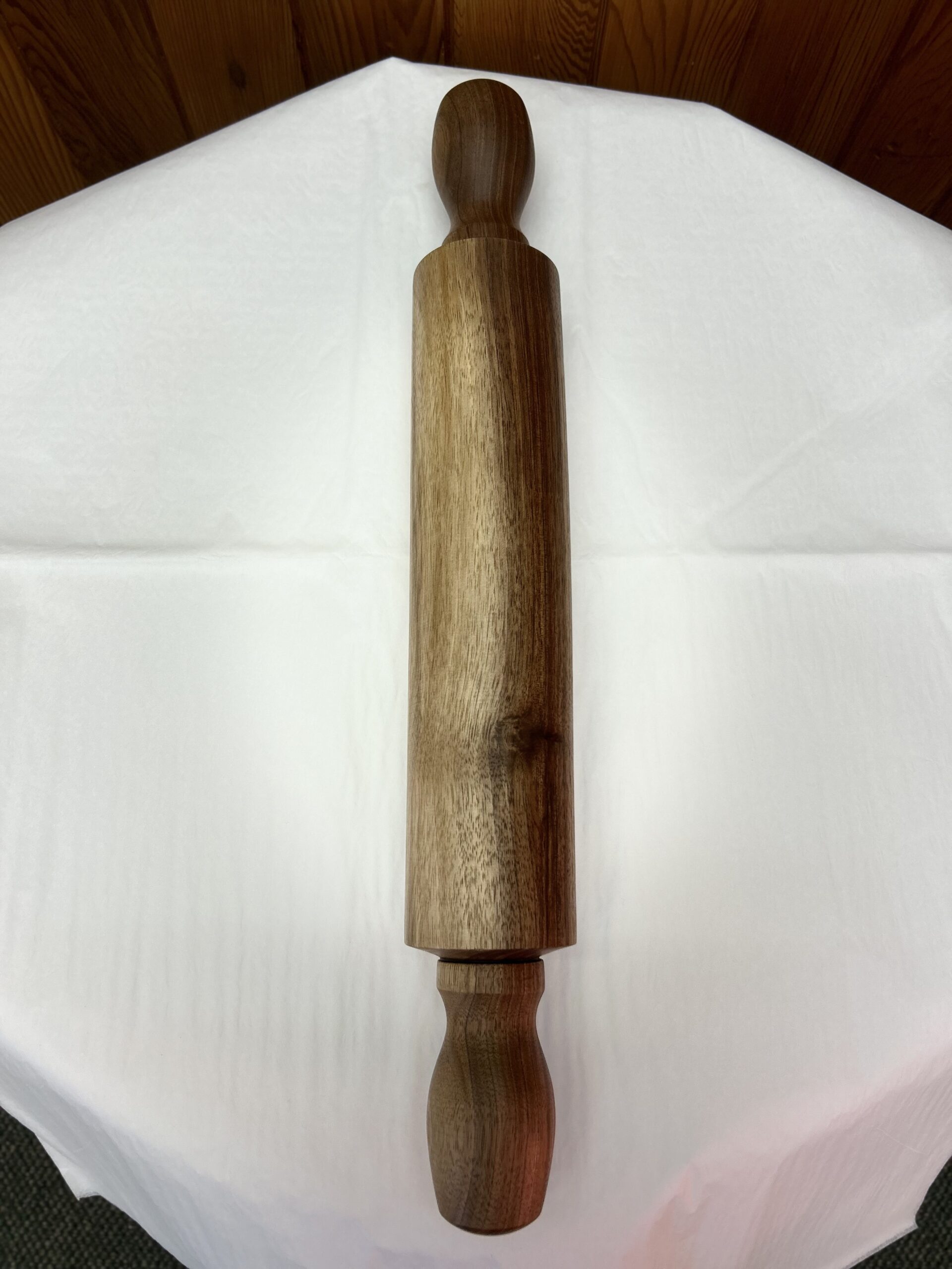 Handcrafted wooden rolling pin made from Claro Walnut.