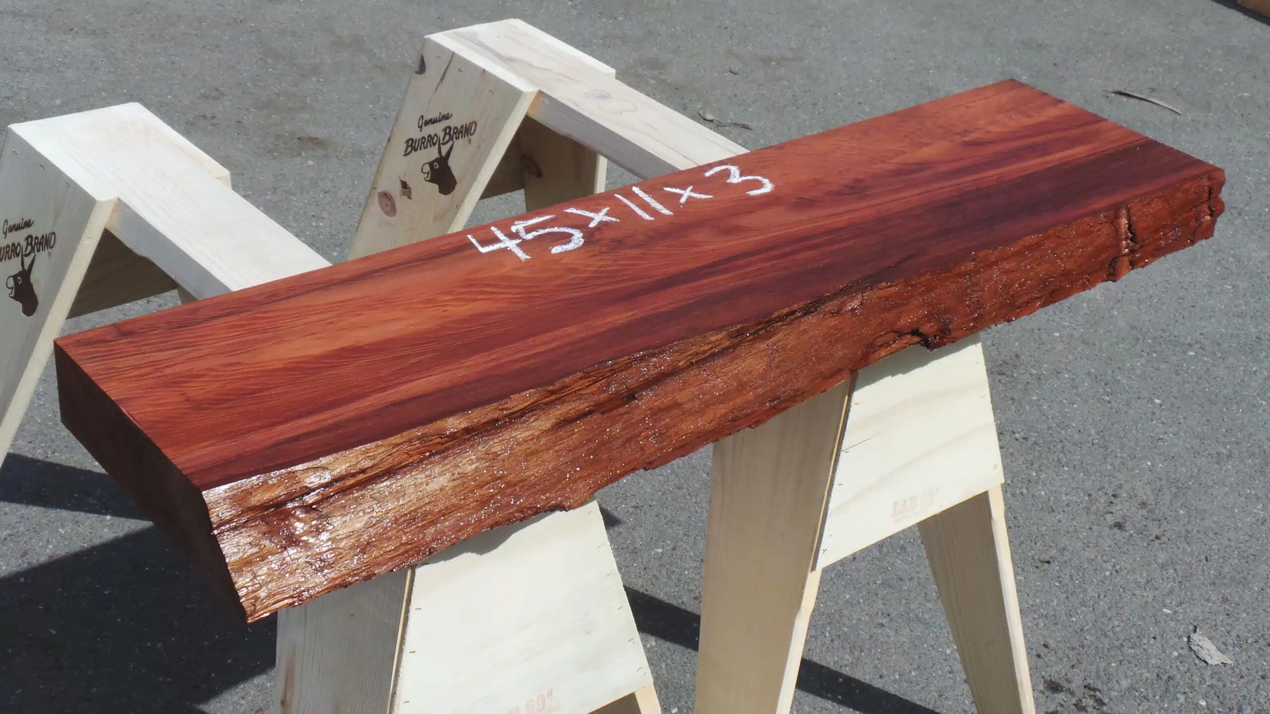 Old-growth redwood mantel or shelf.